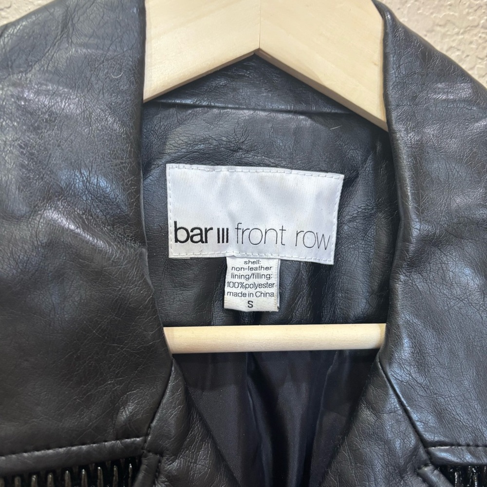 Bar III Womens Vest Black Front Row Faux Leather Moto Jacket Size Small Baddie - Picture 4 of 6